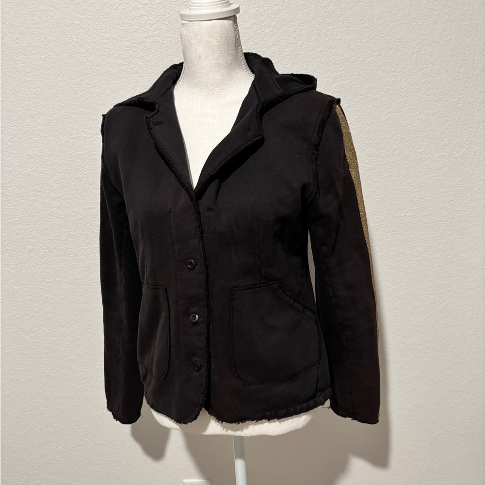 Spiritual Gangster Gold Stripe Black Jacket sz Medium